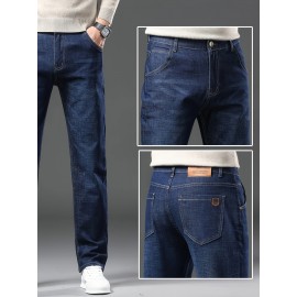 Men's Semi-formal Jeans, Classic Design Stretch Jeans For Business