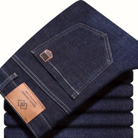 Men's Semi-formal Jeans, Classic Design Stretch Jeans For Business