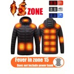 Men's Stylish Solid Heating Jacket With Pockets, Active Breathable Crew Neck Zip Up Long Sleeve Hooded Jacket For Winter Outdoor Activities ( Power Bank Is Not Included )