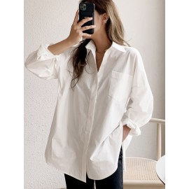 Women Button Down Shirts Casual Oversized Long Sleeve V Neck Blouses