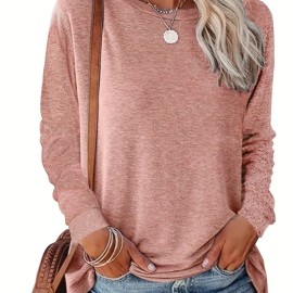 Solid Simple Sweatshirt, Casual Crew Neck Long Sleeve Sweatshirt, Women's Clothing