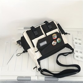 Black with White Single Bag + Badge Pendant