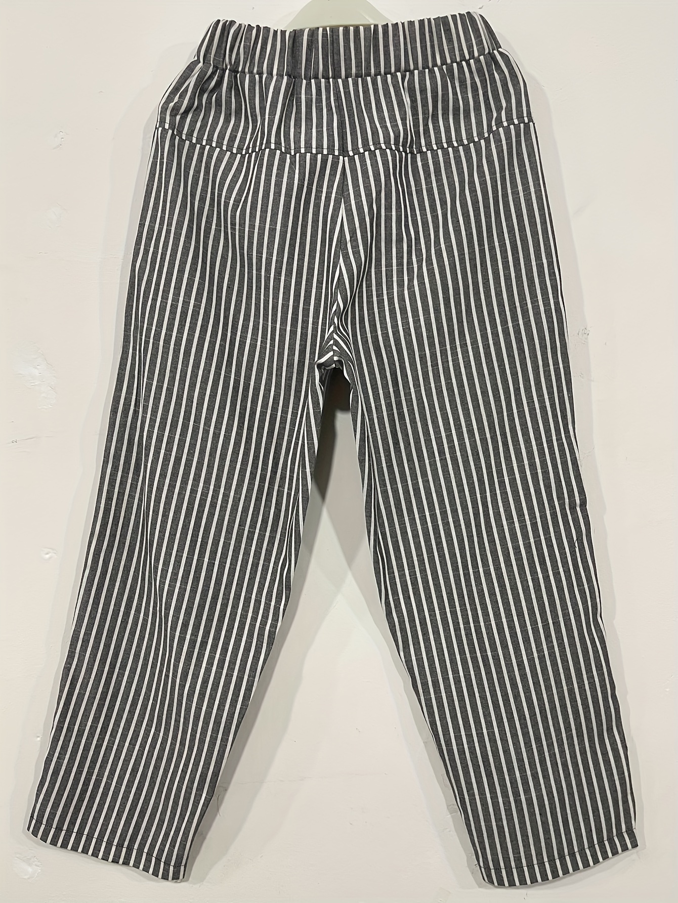 striped print high waist harem pants casual slant pockets capri pants womens clothing details 0