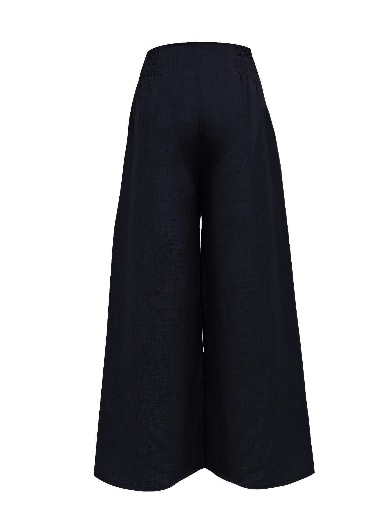 solid simple palazzo pants casual wide leg elastic waist pants womens clothing details 3