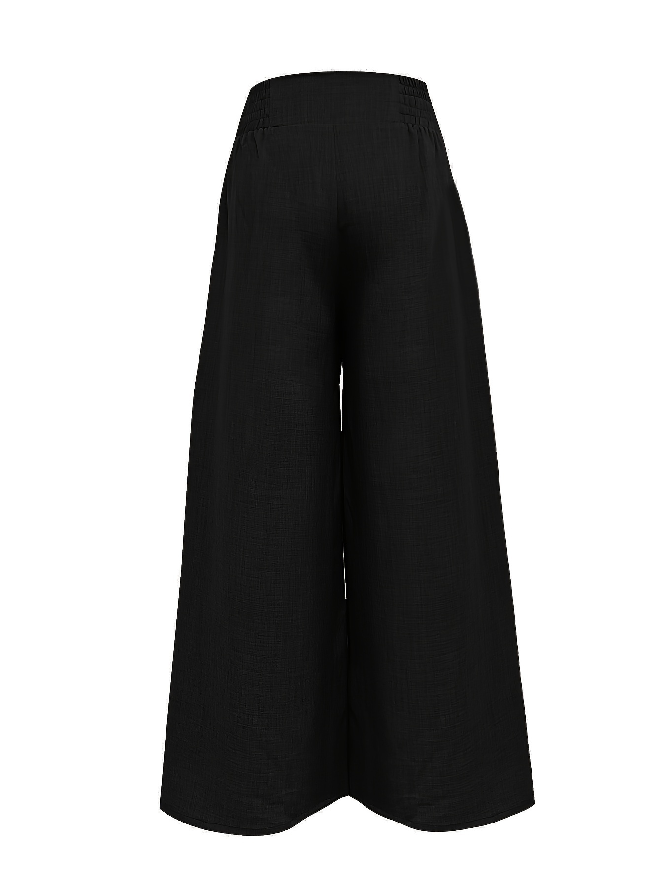 solid simple palazzo pants casual wide leg elastic waist pants womens clothing details 8