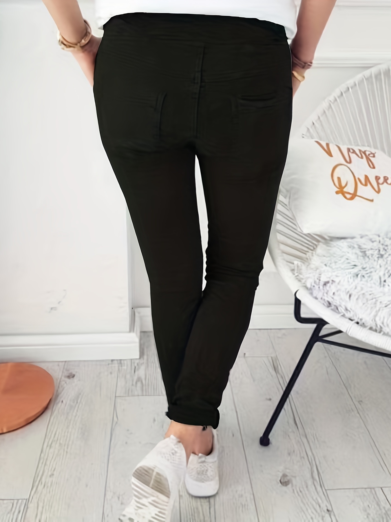 drawstring long length pants casual solid pants with pockets womens clothing details 17