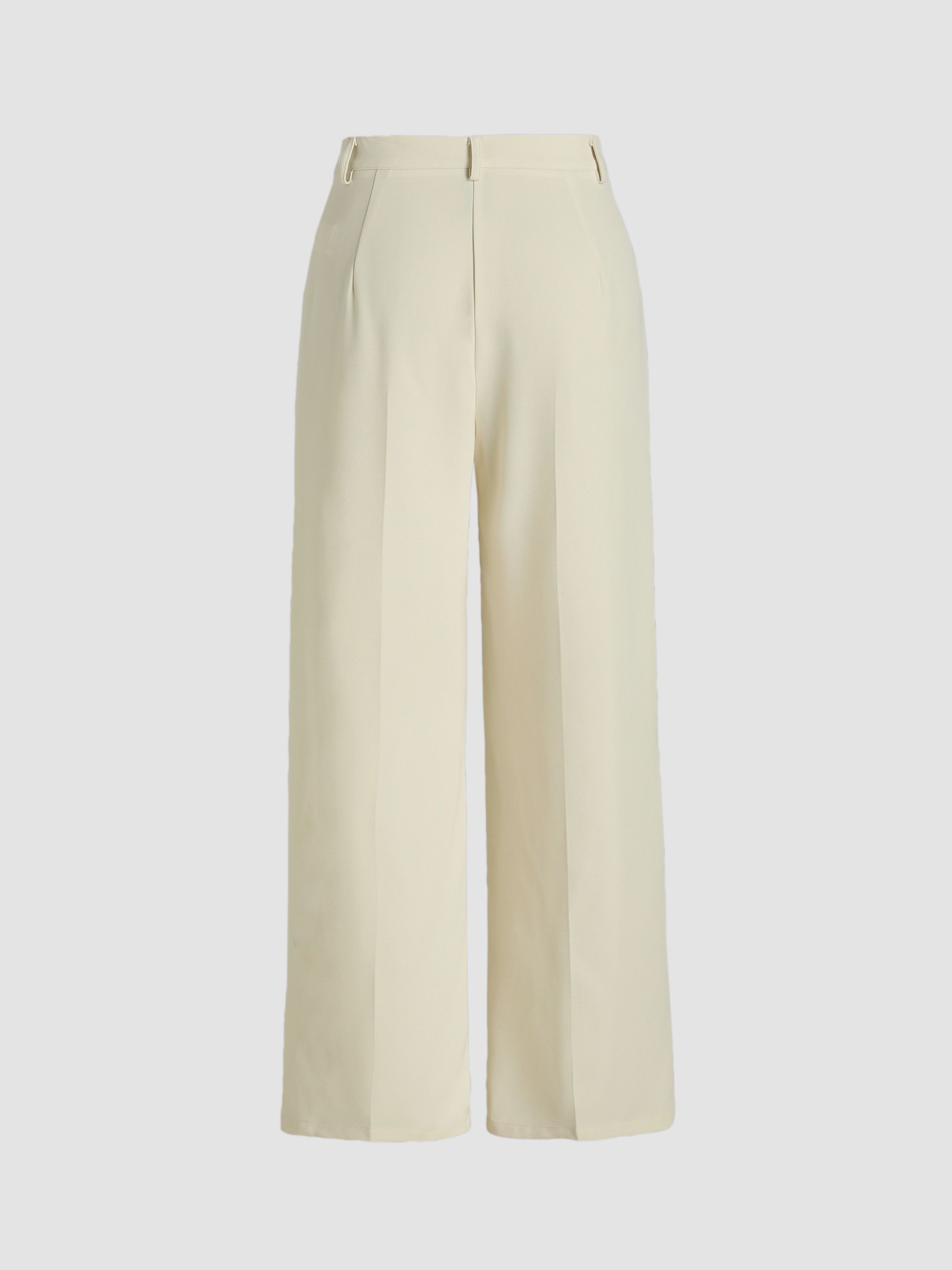 solid pleated straight leg pants elegant slant pocket draped suit pants womens clothing details 1