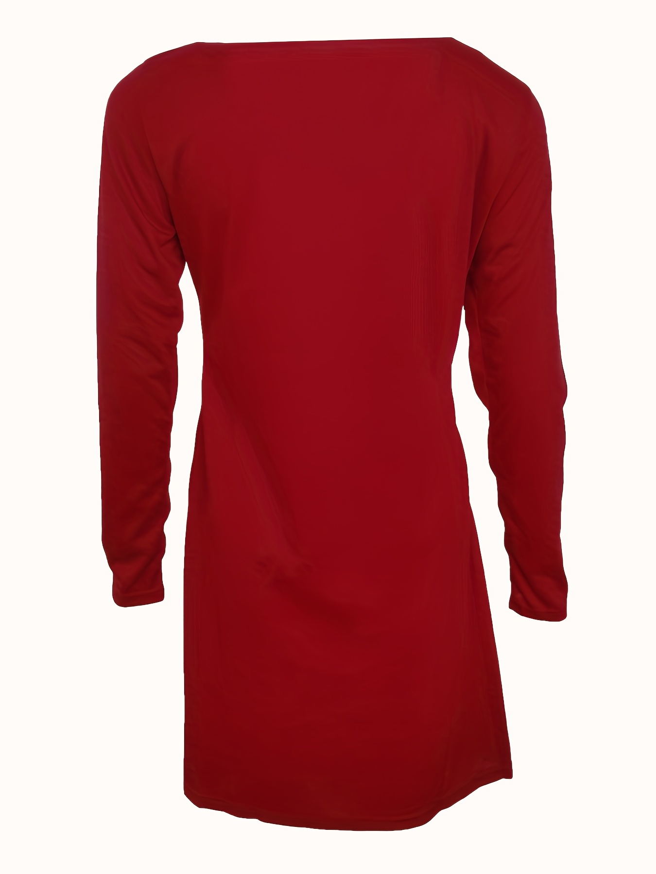 asymmetrical hem solid dress casual crew neck long sleeve dress with buttons womens clothing details 11