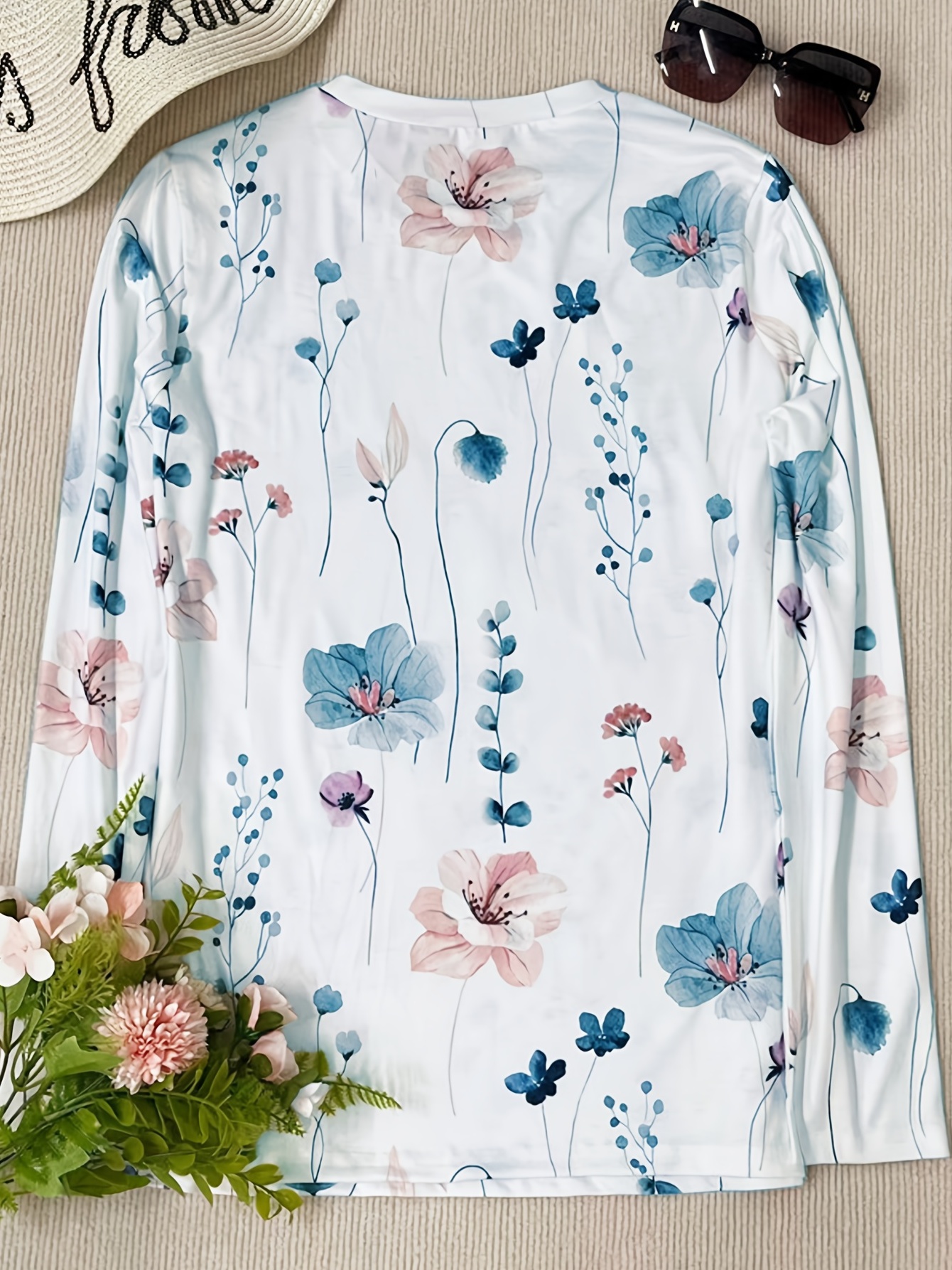 floral print crew neck t shirt casual long sleeve t shirt for spring fall womens clothing details 6