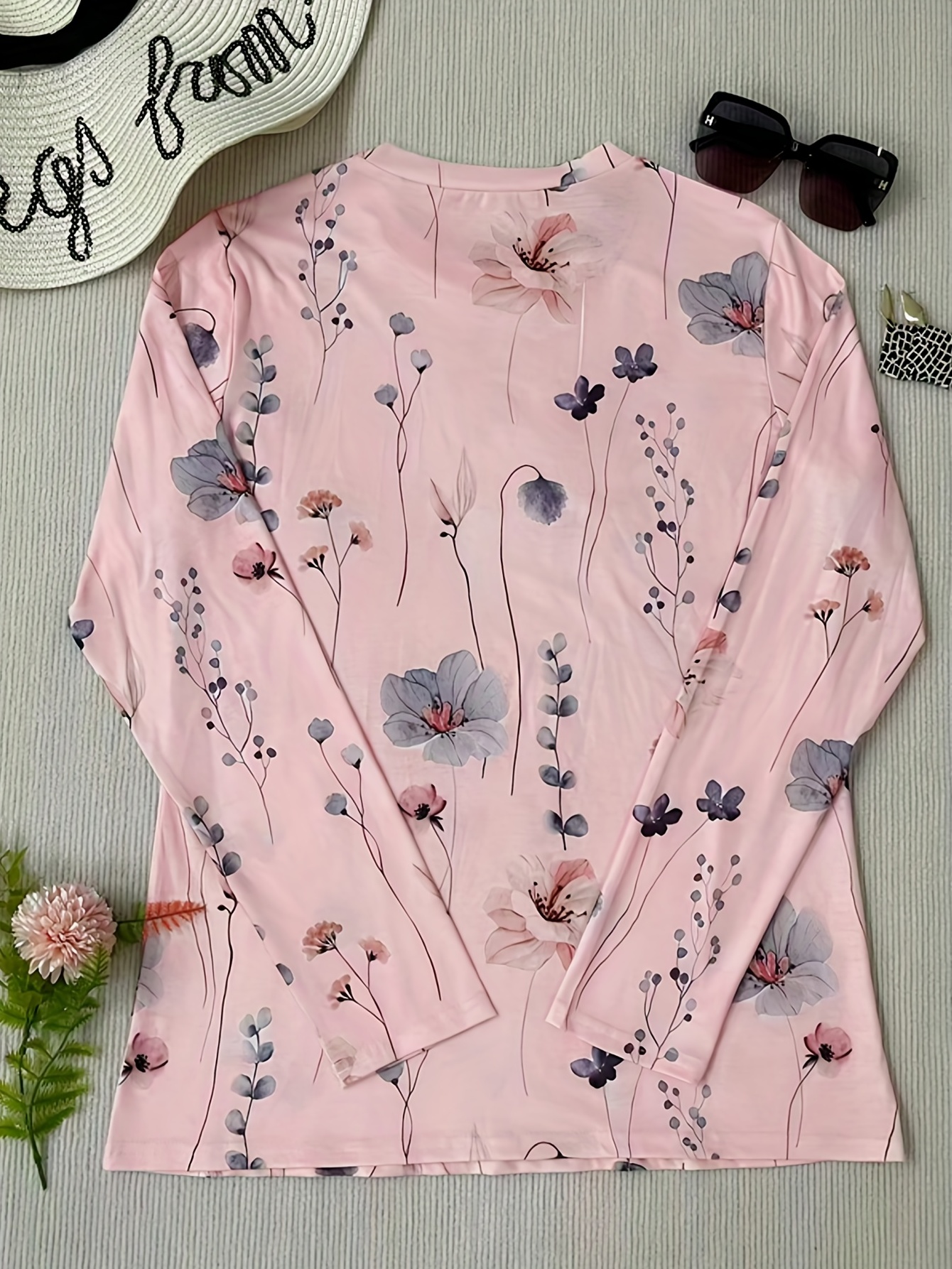 floral print crew neck t shirt casual long sleeve t shirt for spring fall womens clothing details 14