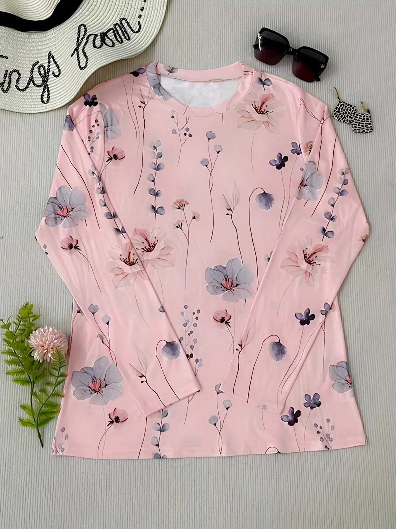 floral print crew neck t shirt casual long sleeve t shirt for spring fall womens clothing details 15