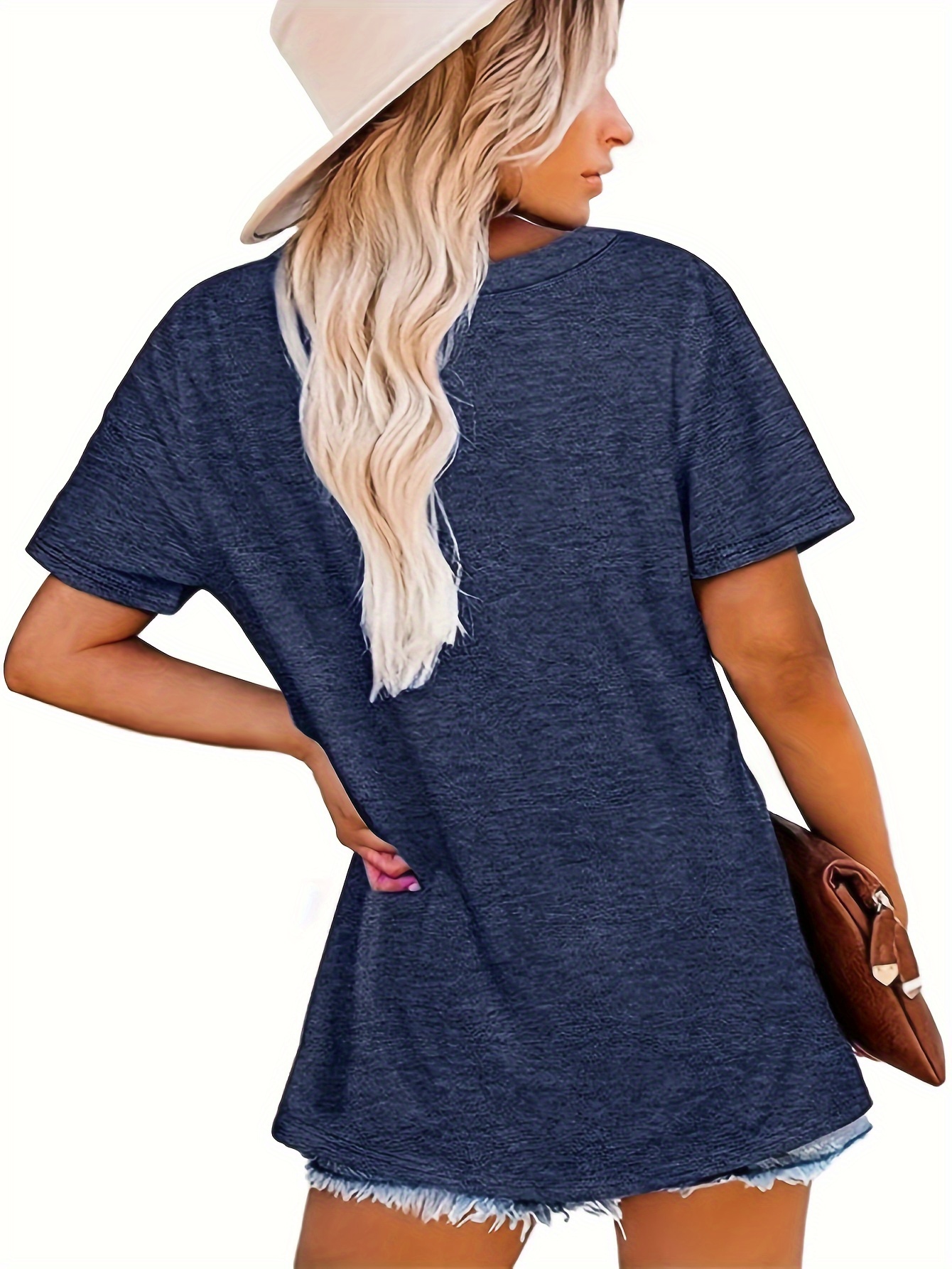 retired print crew neck t shirt casual short sleeve top for spring summer womens clothing details 1