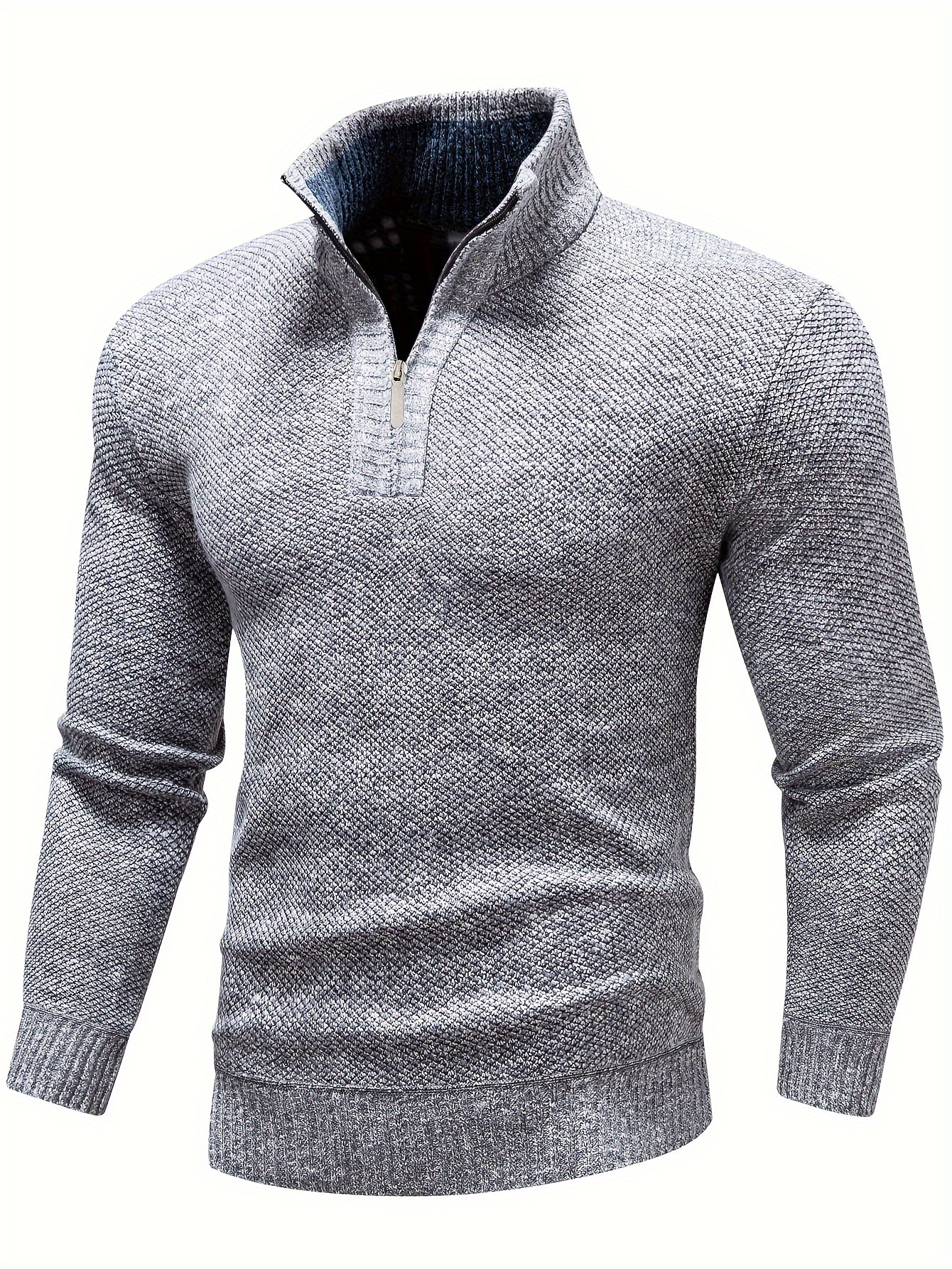 mens stand collar jacquard knitting thickened warm sweater details 0