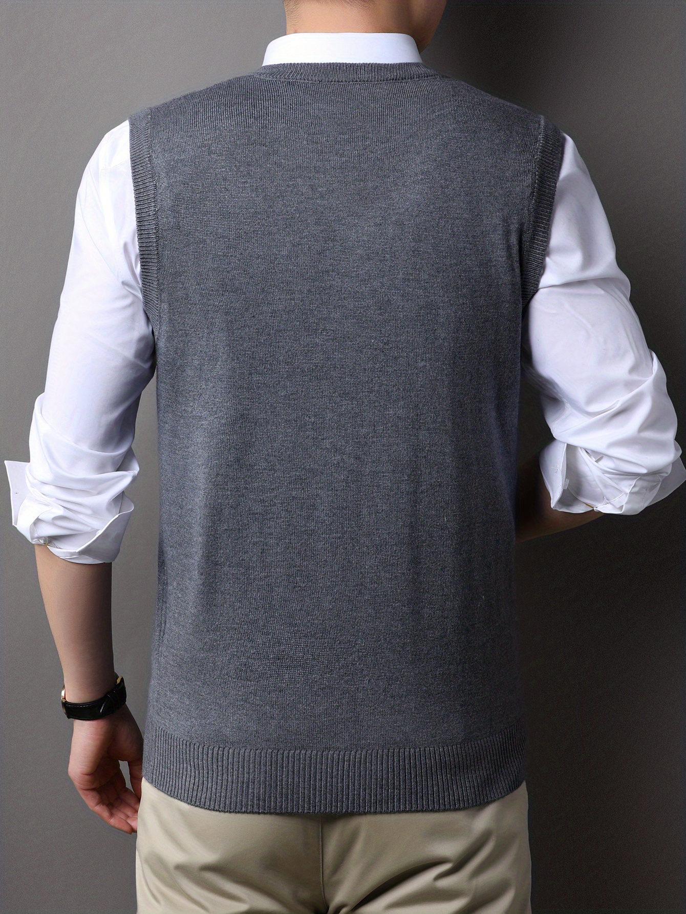 casual knitted pullover v neck sleeveless thermal jacket wool vest mens tank top for autumn and winter details 2