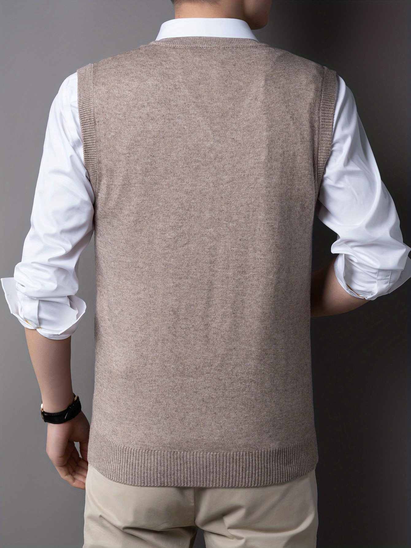 casual knitted pullover v neck sleeveless thermal jacket wool vest mens tank top for autumn and winter details 5