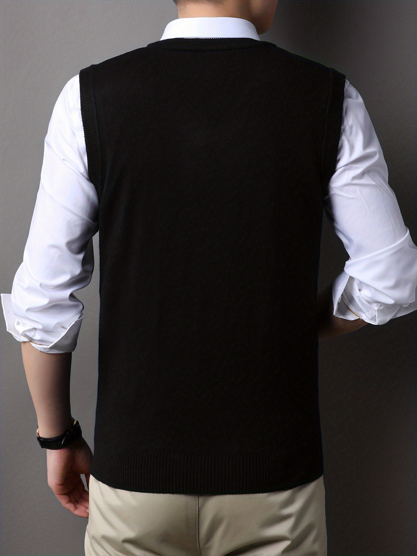 casual knitted pullover v neck sleeveless thermal jacket wool vest mens tank top for autumn and winter details 7