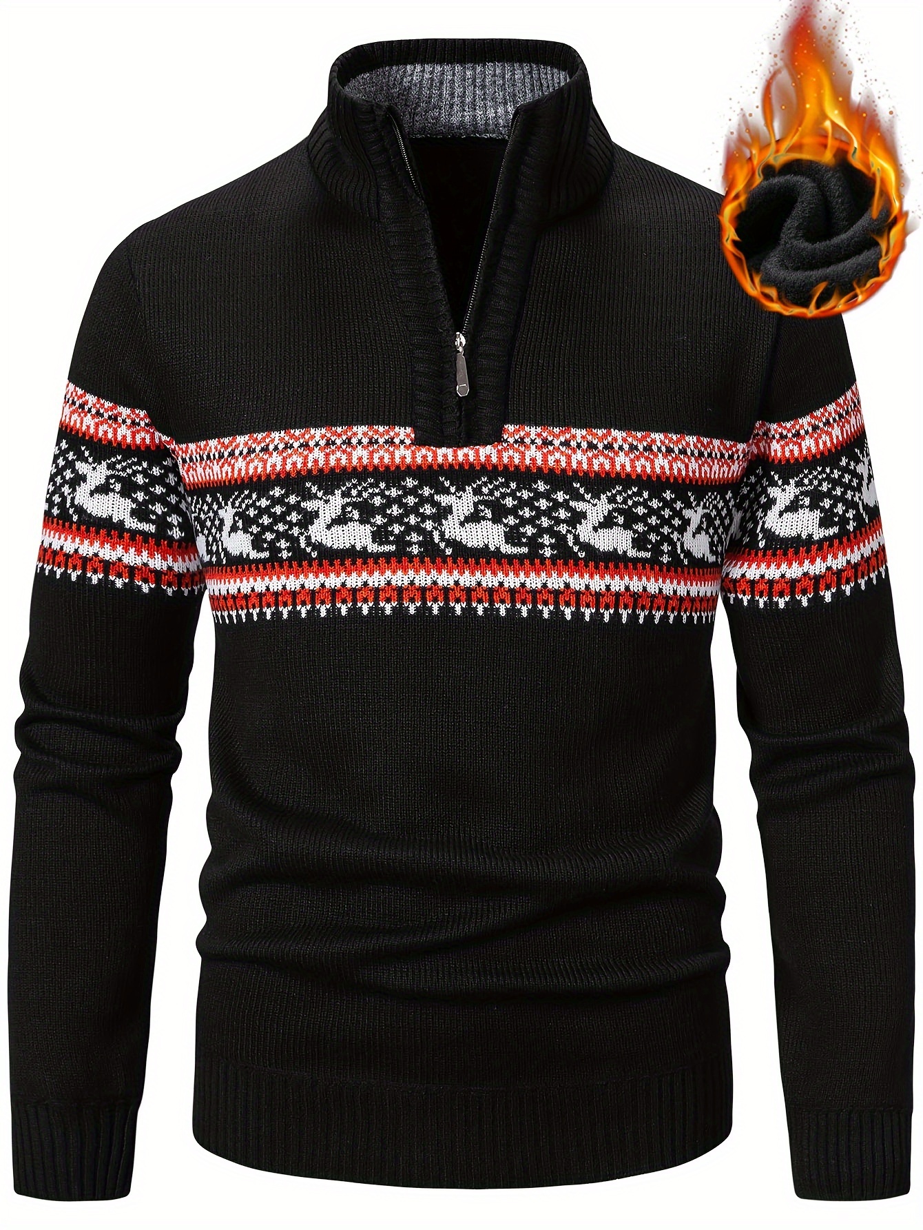 mens warm knitted half zipper stand collar pullover for men retro sweater for winter fall long sleeve tops details 0