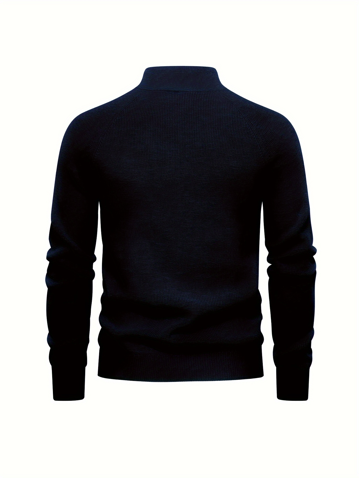 Cotton Stand Collar Knitted Sweater, Men s Casual Warm Solid Pullover Sweater For Fall Winter details 1