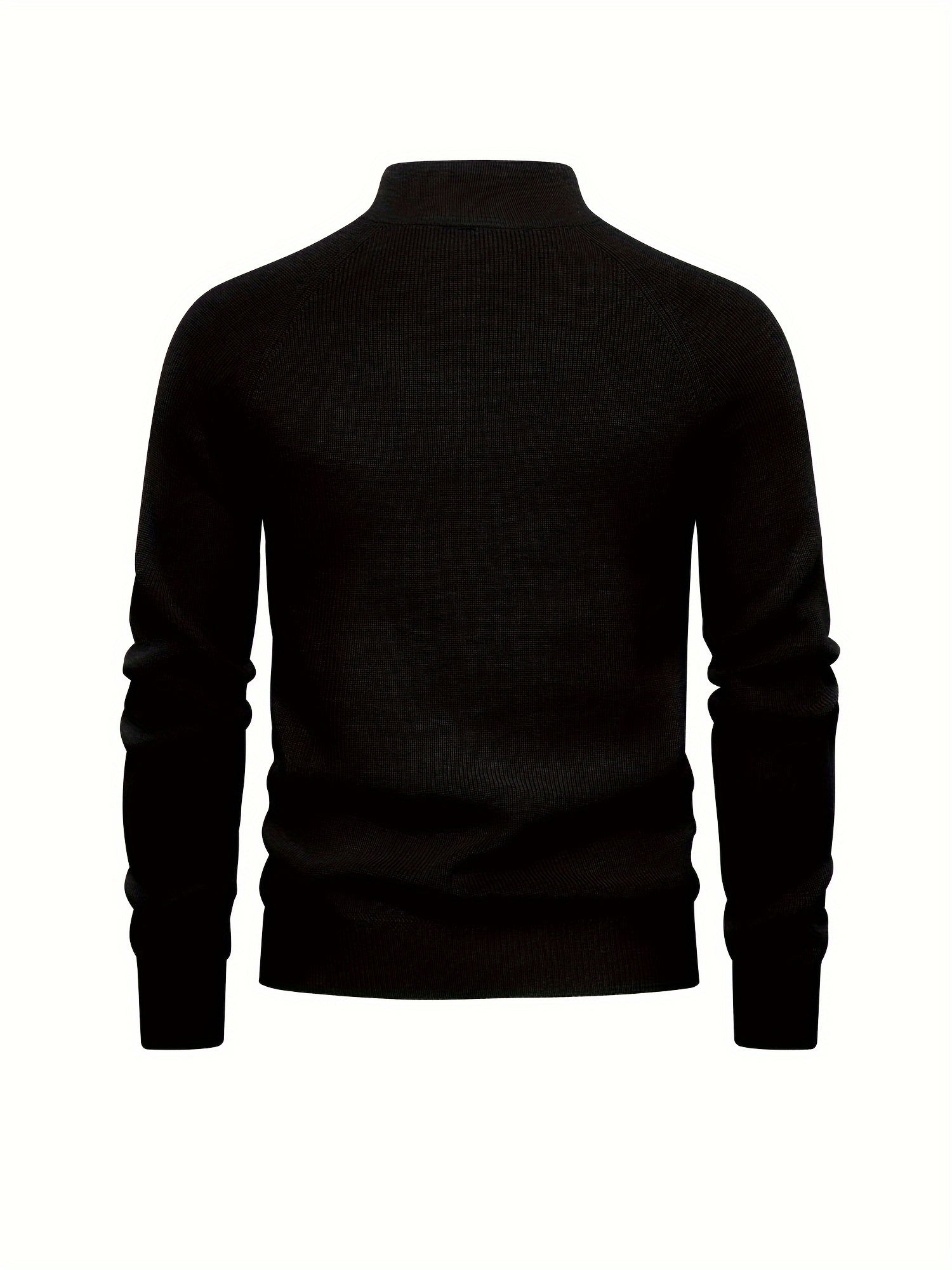 Cotton Stand Collar Knitted Sweater, Men s Casual Warm Solid Pullover Sweater For Fall Winter details 6