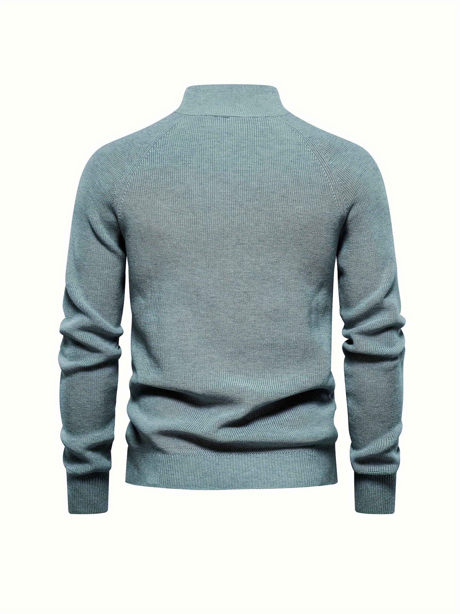 Cotton Stand Collar Knitted Sweater, Men s Casual Warm Solid Pullover Sweater For Fall Winter details 11