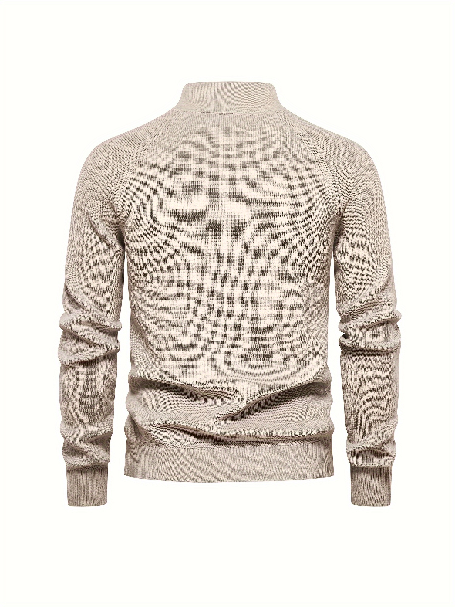 Cotton Stand Collar Knitted Sweater, Men s Casual Warm Solid Pullover Sweater For Fall Winter details 16