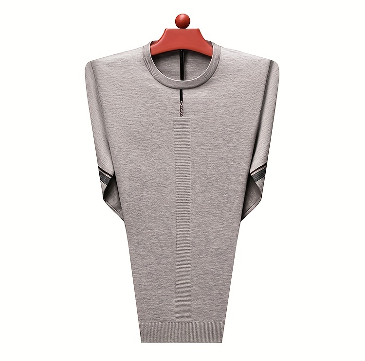 mens solid knit sweater casual elegant pullover for spring fall winter mens clothing details 2