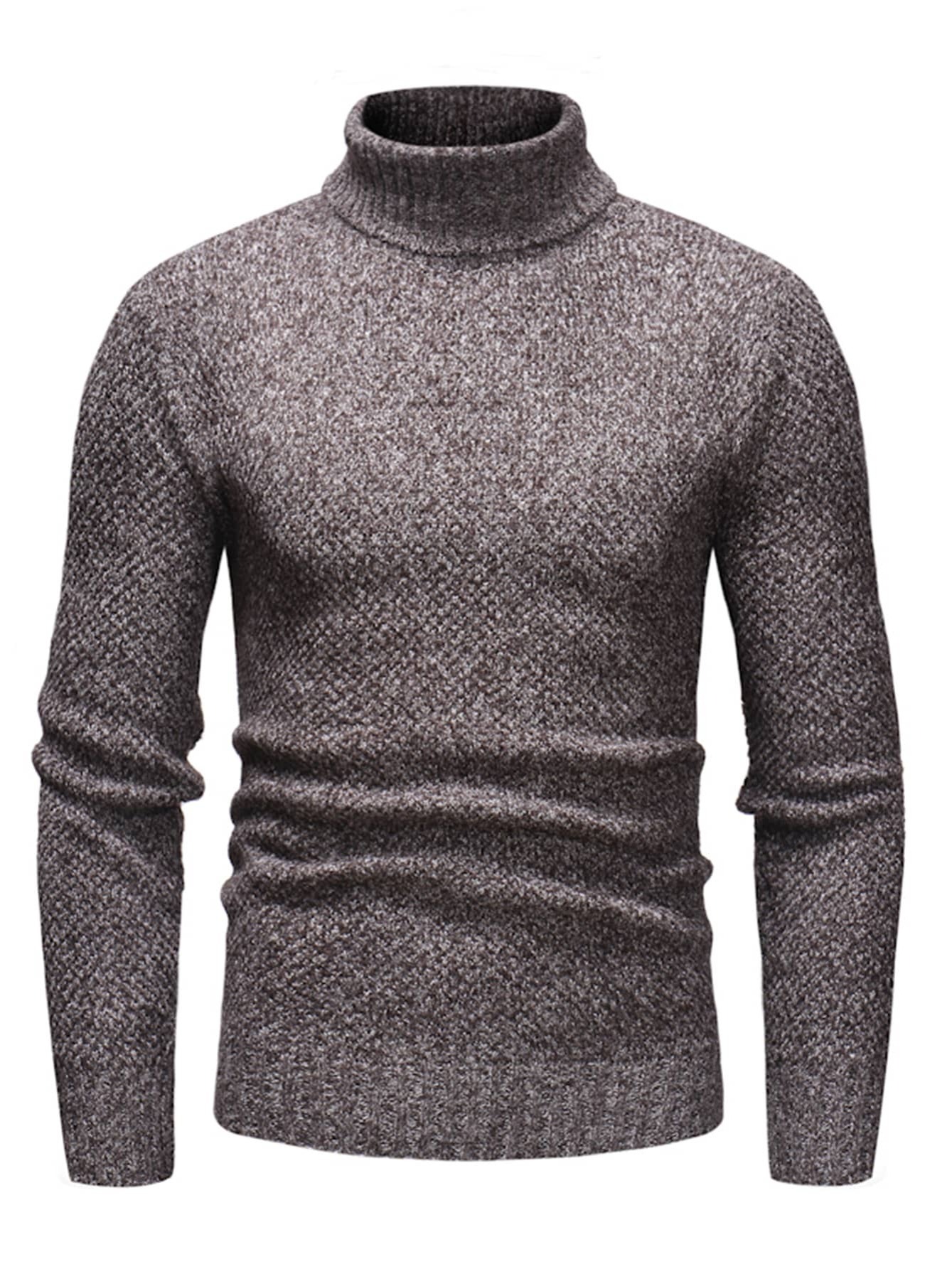 mens casual sweater knit slim fit pullover turtleneck sweater for fall winter details 1