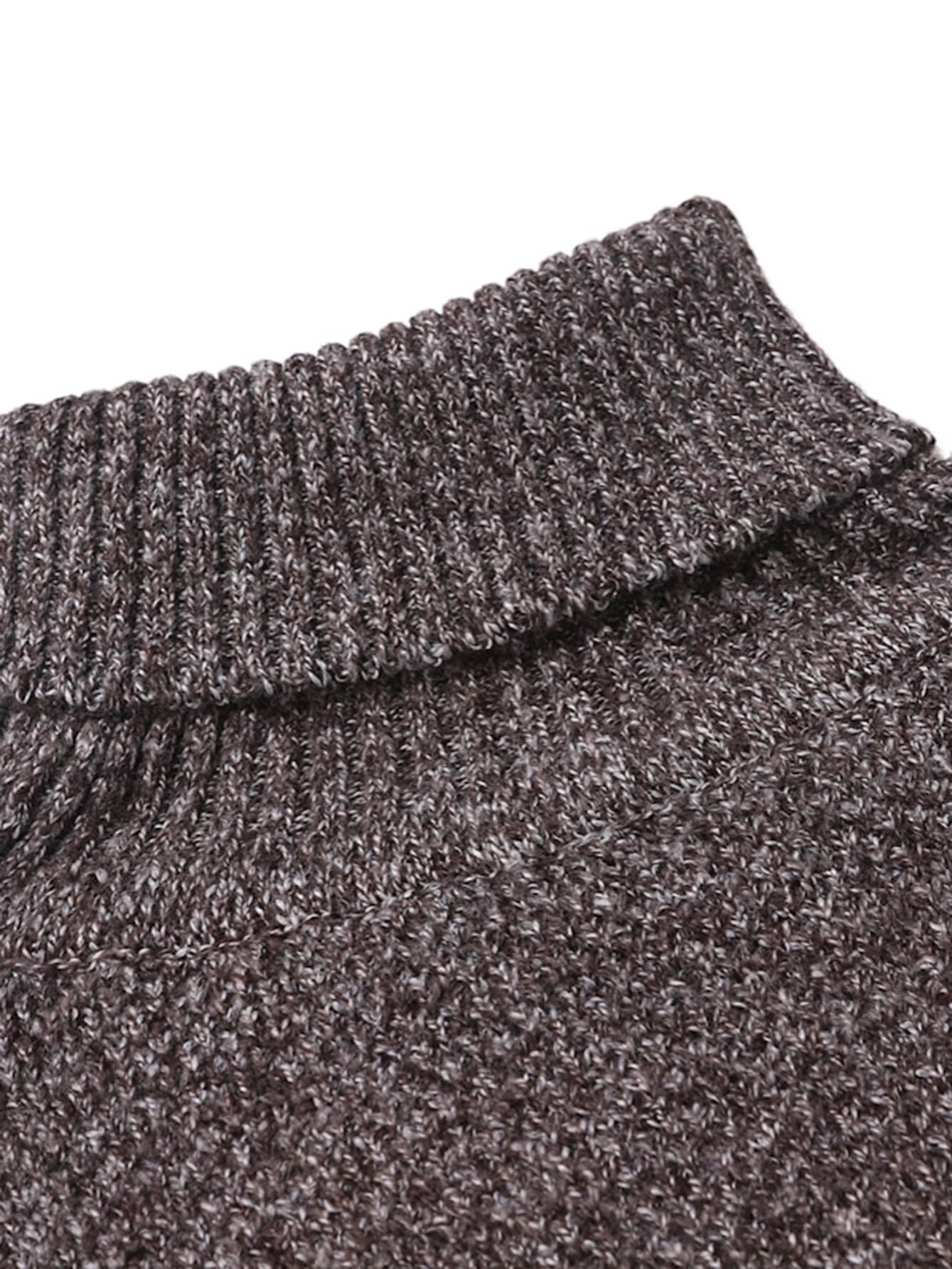 mens casual sweater knit slim fit pullover turtleneck sweater for fall winter details 3