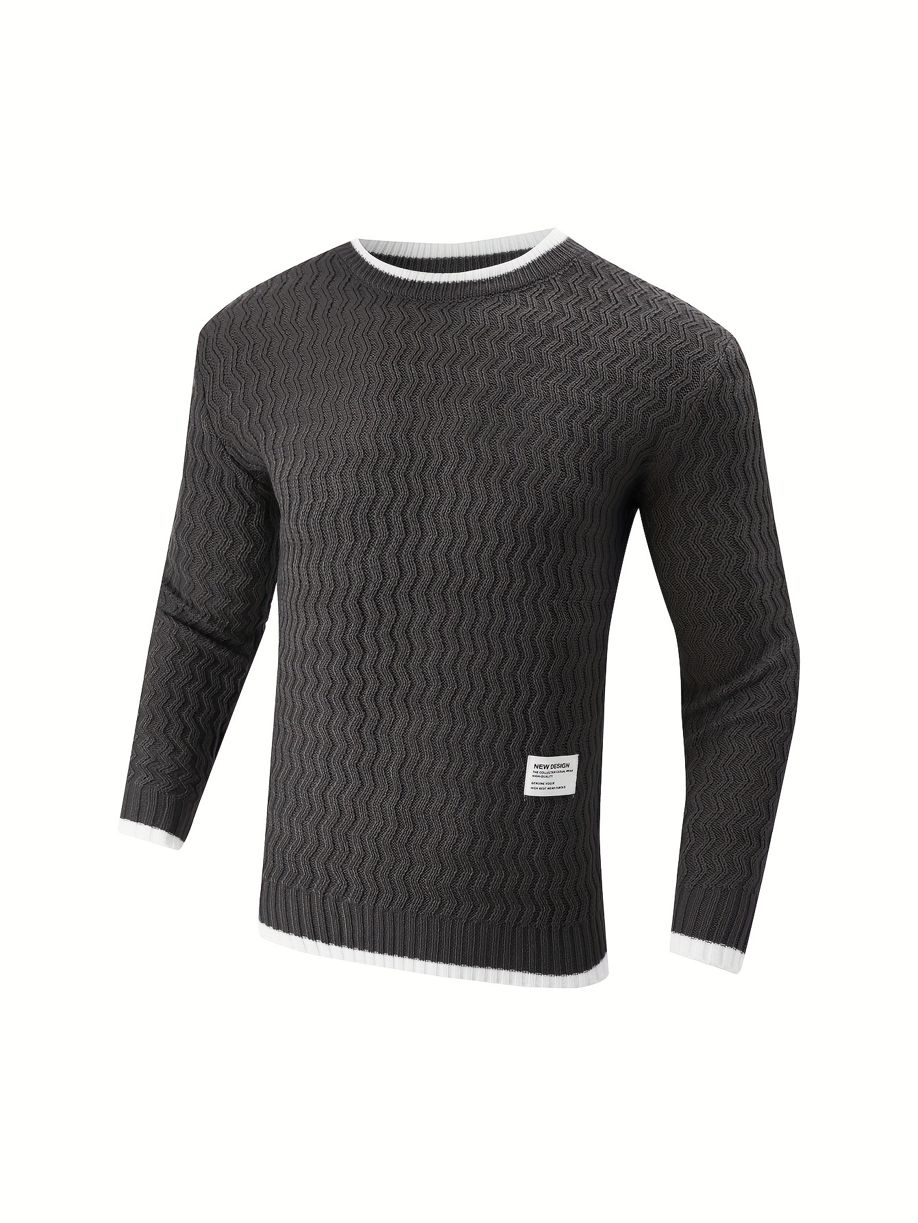 mens thermal casual knitted pullover sweater details 3