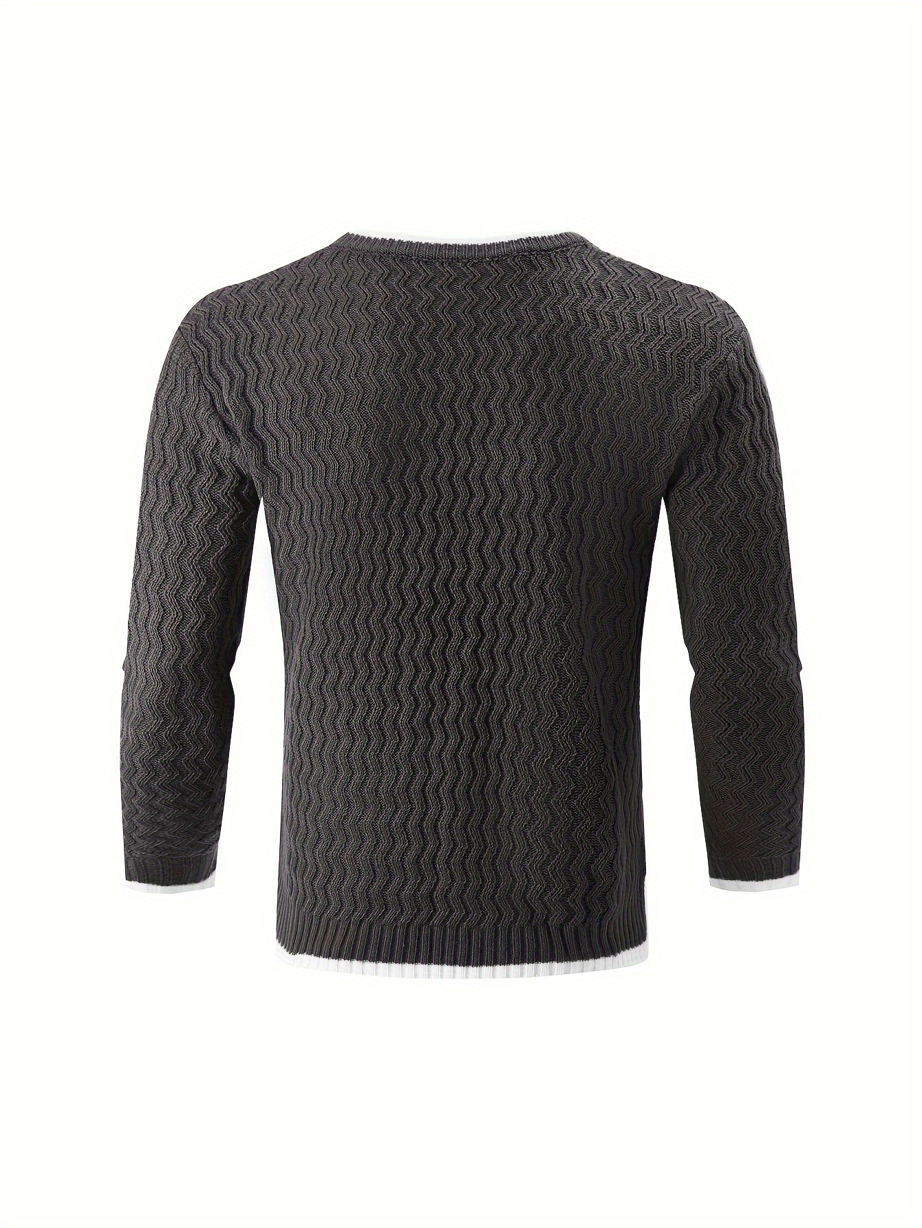 mens thermal casual knitted pullover sweater details 4