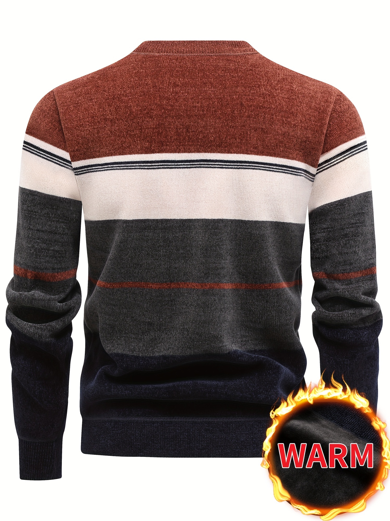 stylish knitted pullover, mens stylish knitted pullover casual slightly stretch breathable long sleeve crew neck top for city walk street hanging outdoor activities details 1