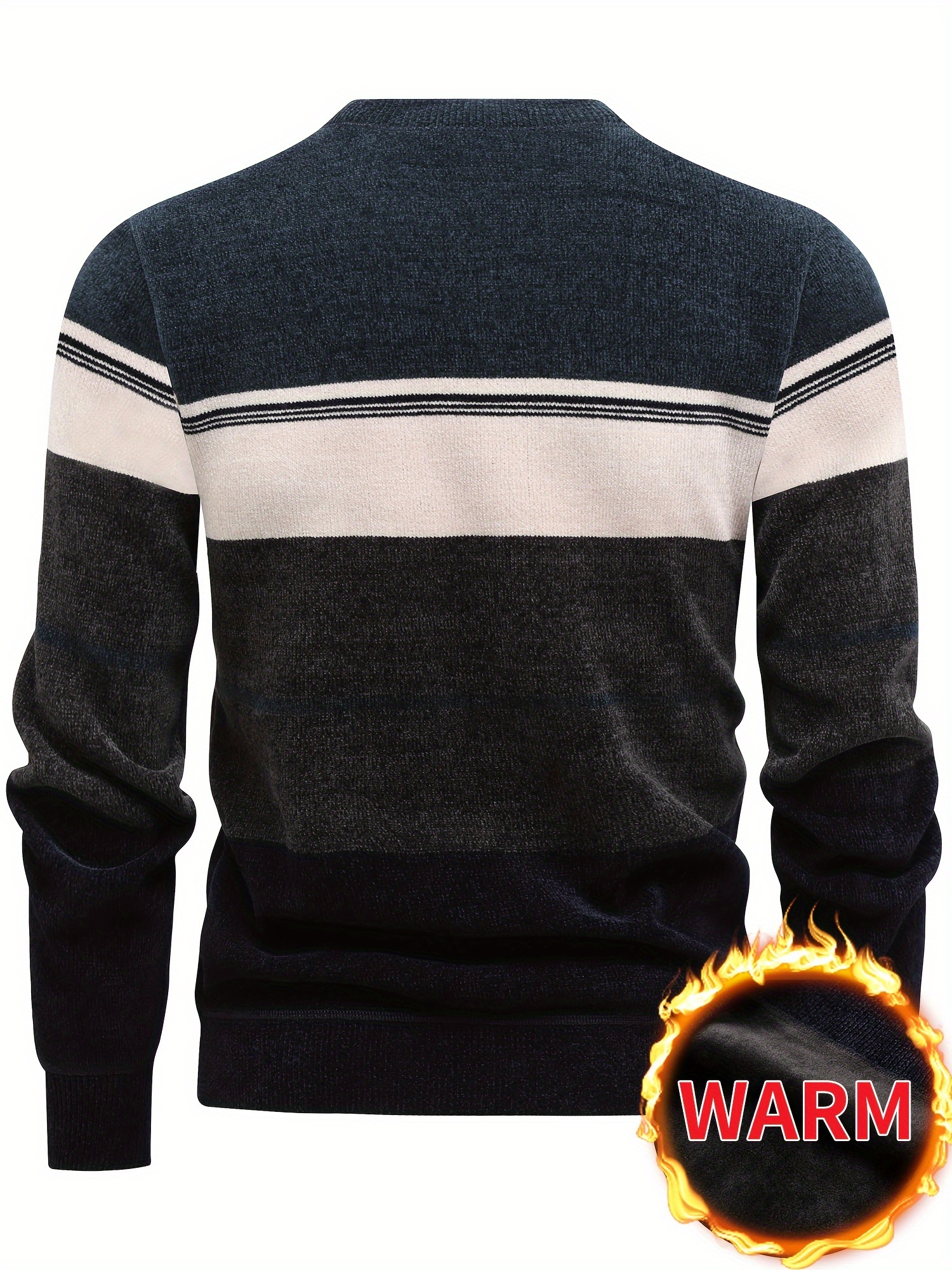 stylish knitted pullover, mens stylish knitted pullover casual slightly stretch breathable long sleeve crew neck top for city walk street hanging outdoor activities details 6