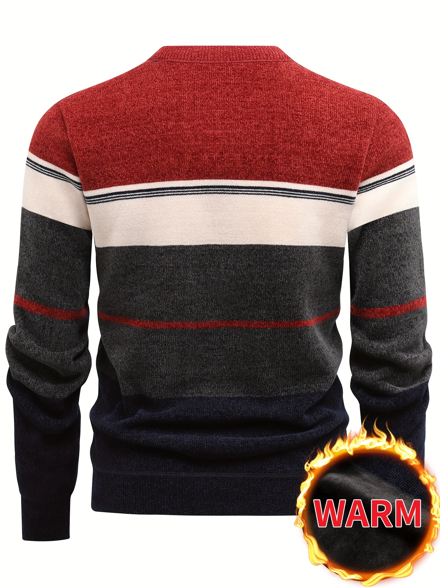 stylish knitted pullover, mens stylish knitted pullover casual slightly stretch breathable long sleeve crew neck top for city walk street hanging outdoor activities details 10