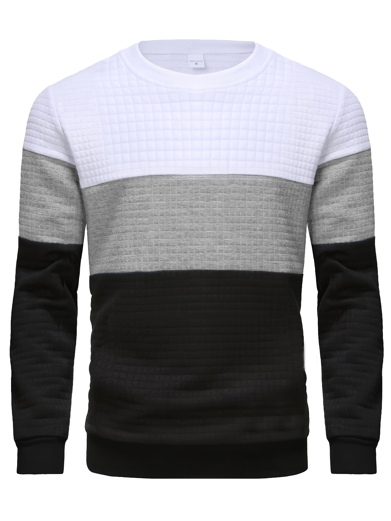 all match knitted waffle pattern sweater mens color block casual warm slightly stretch crew neck pullover sweater for men fall winter details 18