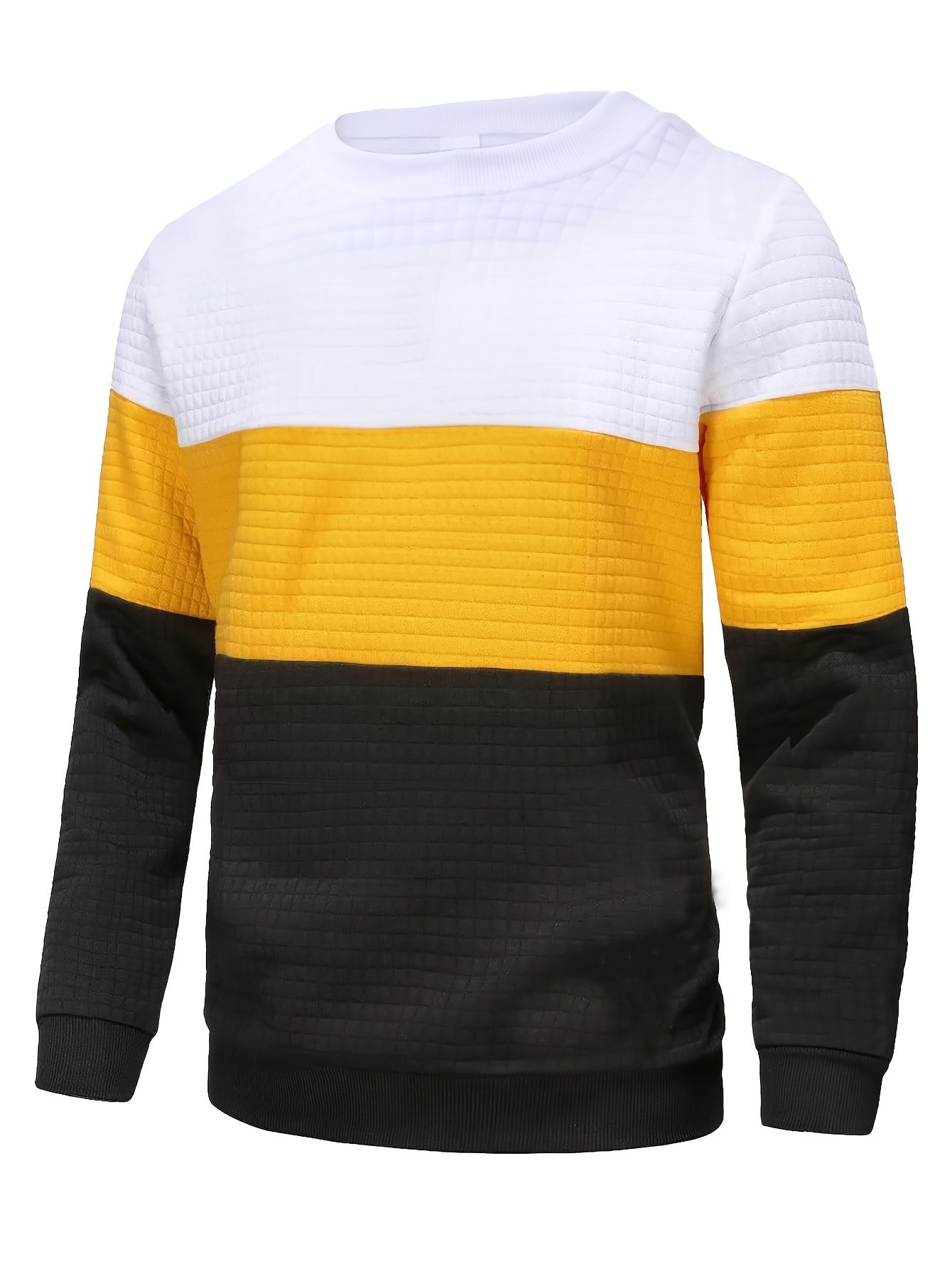 all match knitted waffle pattern sweater mens color block casual warm slightly stretch crew neck pullover sweater for men fall winter details 30