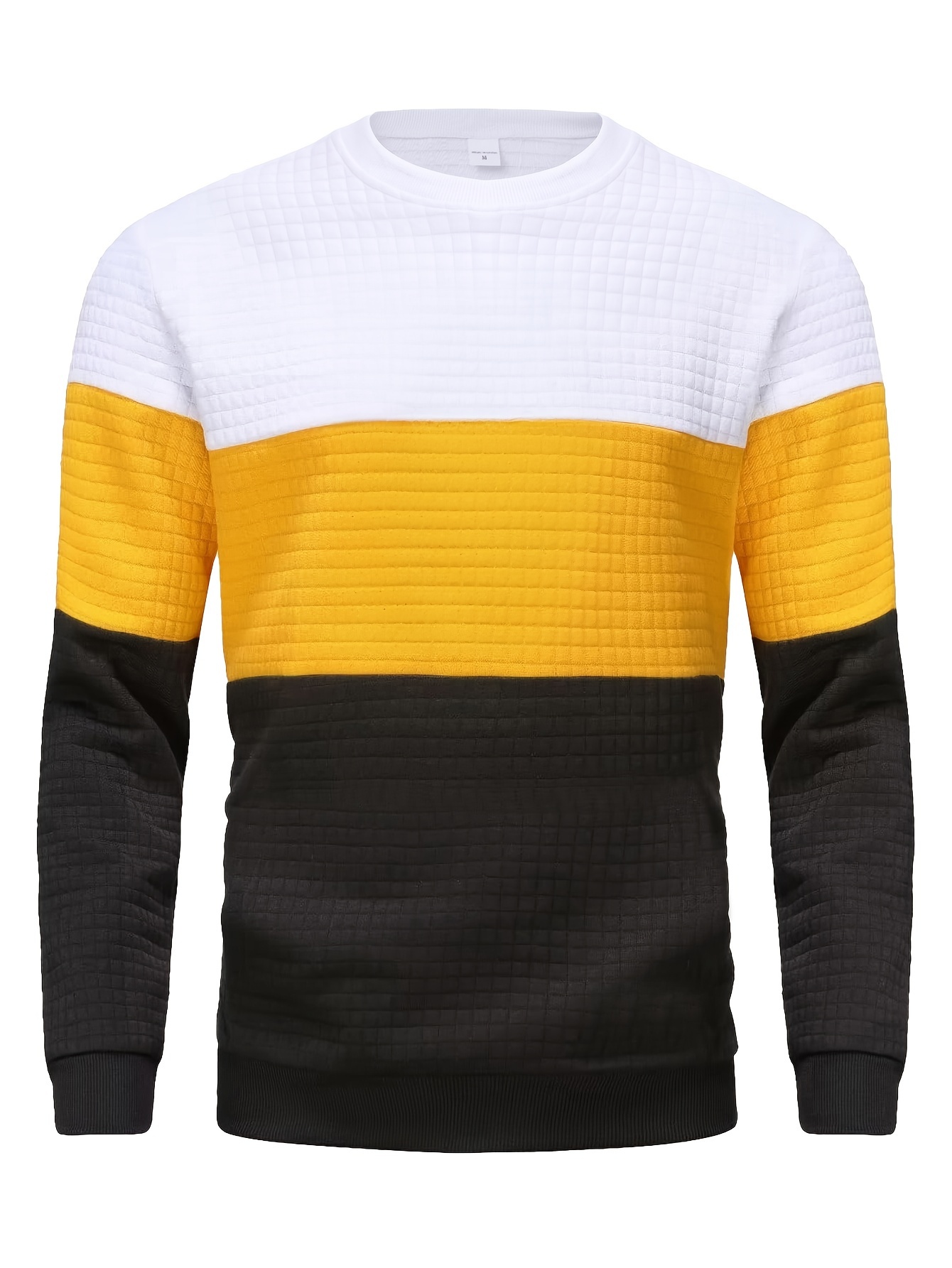 all match knitted waffle pattern sweater mens color block casual warm slightly stretch crew neck pullover sweater for men fall winter details 33