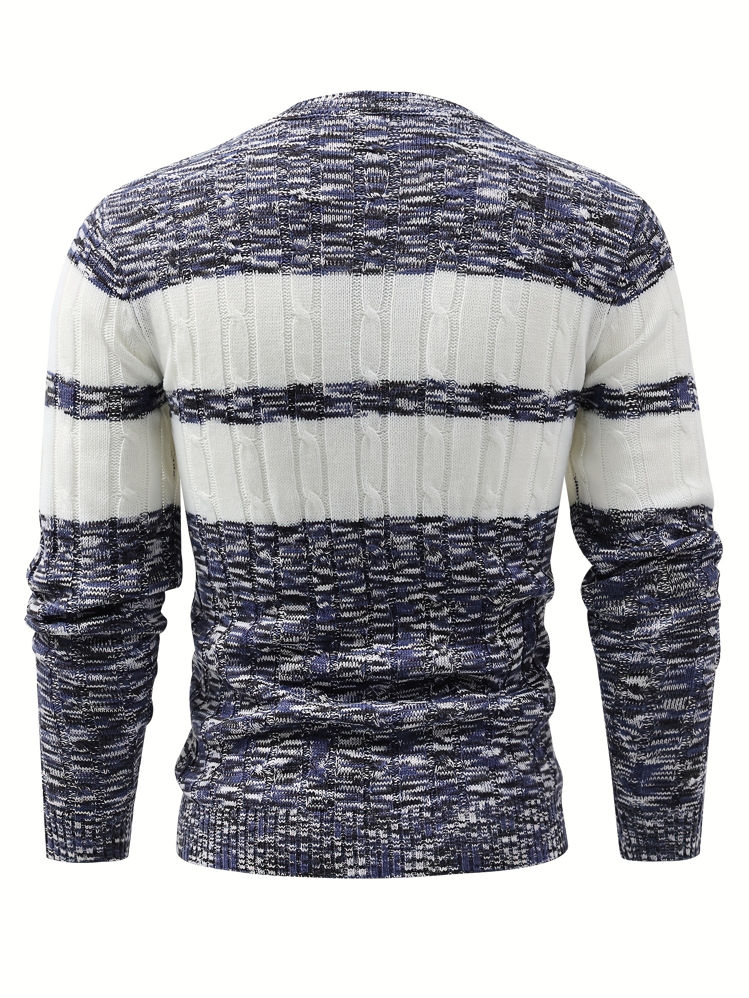 all match knitted color block sweater mens casual warm mid stretch round neck pullover sweater for fall winter details 4