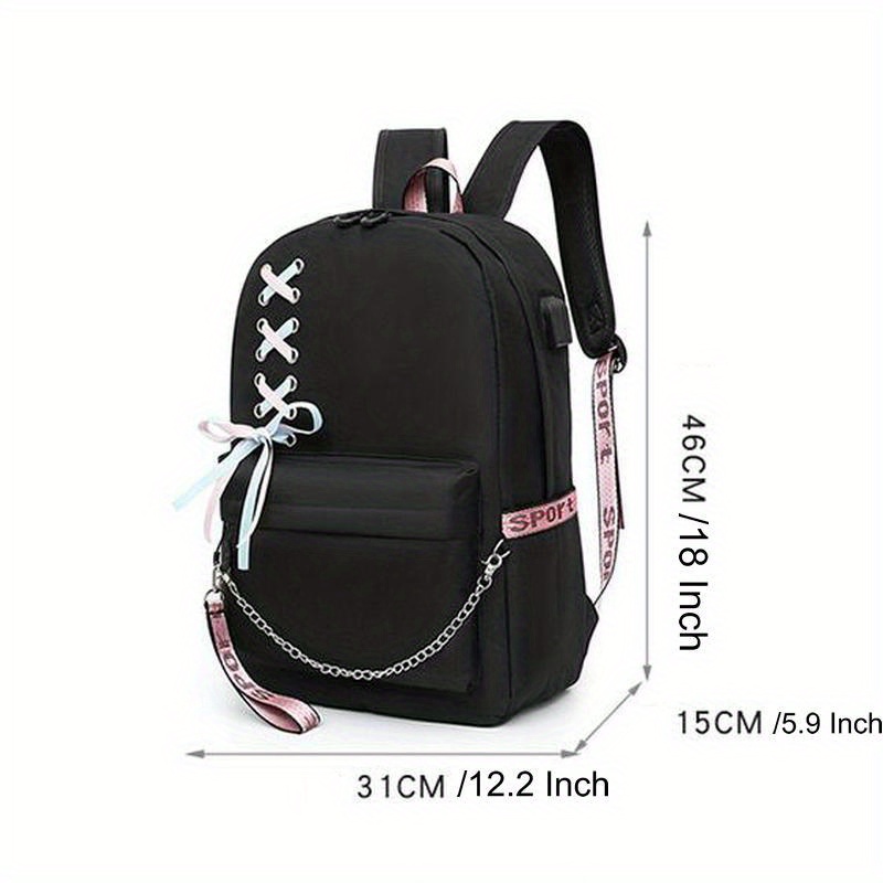 1pc backpack women men laptop bag with usb charging port notebook bag business travel school bag with earphone jack details 0