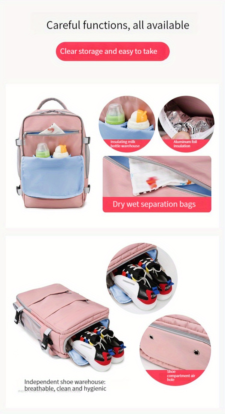 1pc college student high school student backpack multifunctional gym bag travel bag with usb port and separate shoe storage suitable for trolley case large capacity bag with dry and wet separation bag unisex backpack details 5