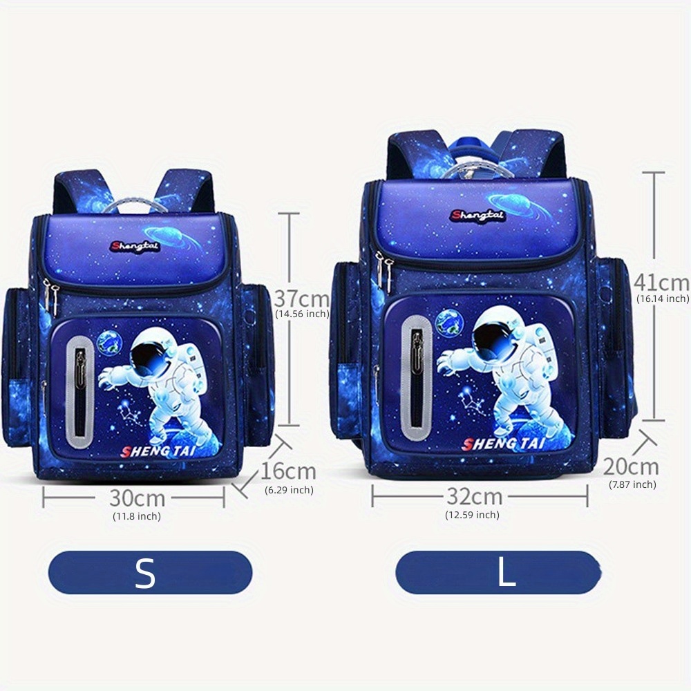 waterproof school bags cartoon astronaut space starry sky school backpack large capacity details 1