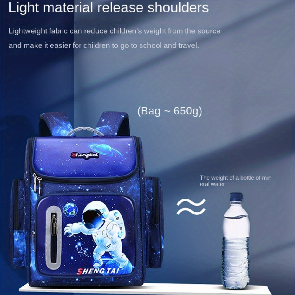 waterproof school bags cartoon astronaut space starry sky school backpack large capacity details 7