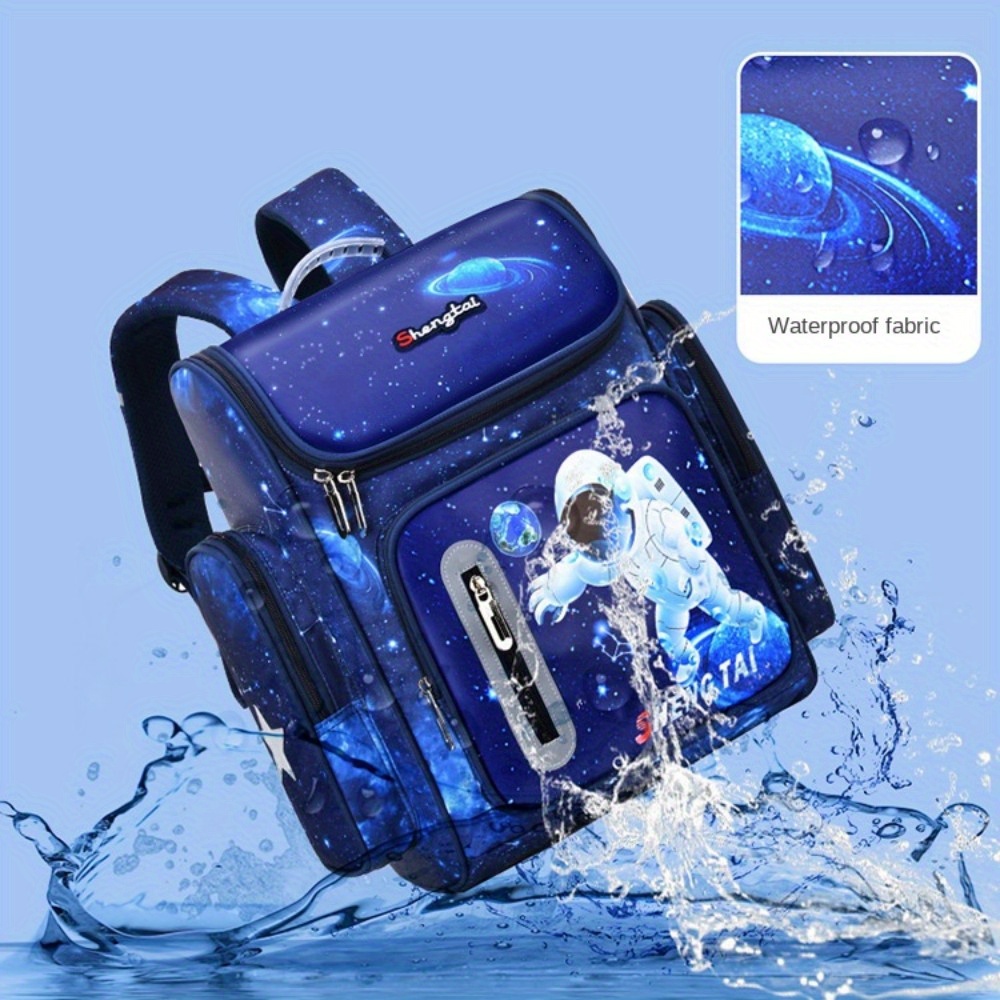 waterproof school bags cartoon astronaut space starry sky school backpack large capacity details 8