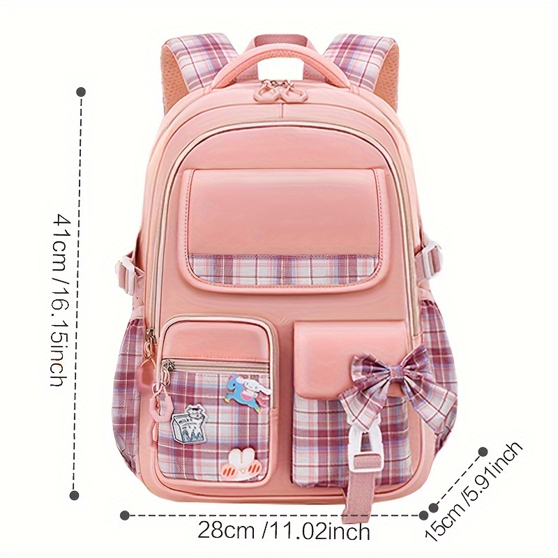 1pc simple fashion travel backpack casual lightweight school backpack random badge details 2