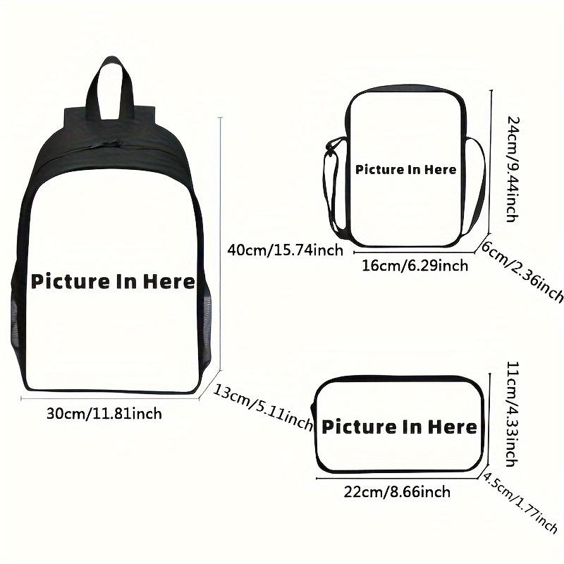 3pcs new printed student backpack set boy casual lightweight backpack student large capacity school bag messenger bag pen bag details 0