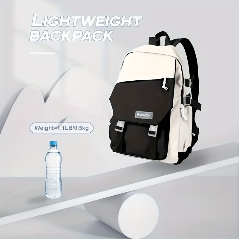 color contrast large capacity backpack preppy waterproof lightweight school backpack travel commuter bag details 5