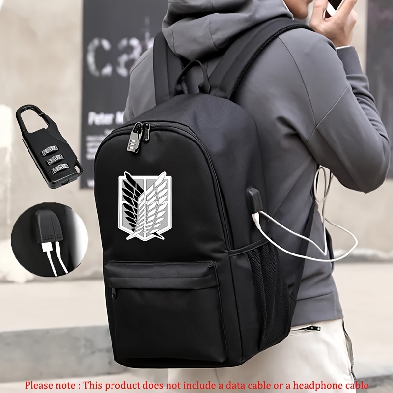 stylish laptop backpack with anime print business aesthetic backpack large capacity backpack for school college expandable casual bag for men women teenager details 1