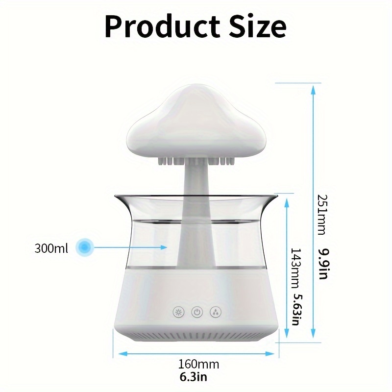 rain cloud aromatherapy essential oil zen diffuser raining cloud night light mushroom lamp diffusers micro humidifier desk fountain bedside sleeping relaxing mood water drop sound details 0