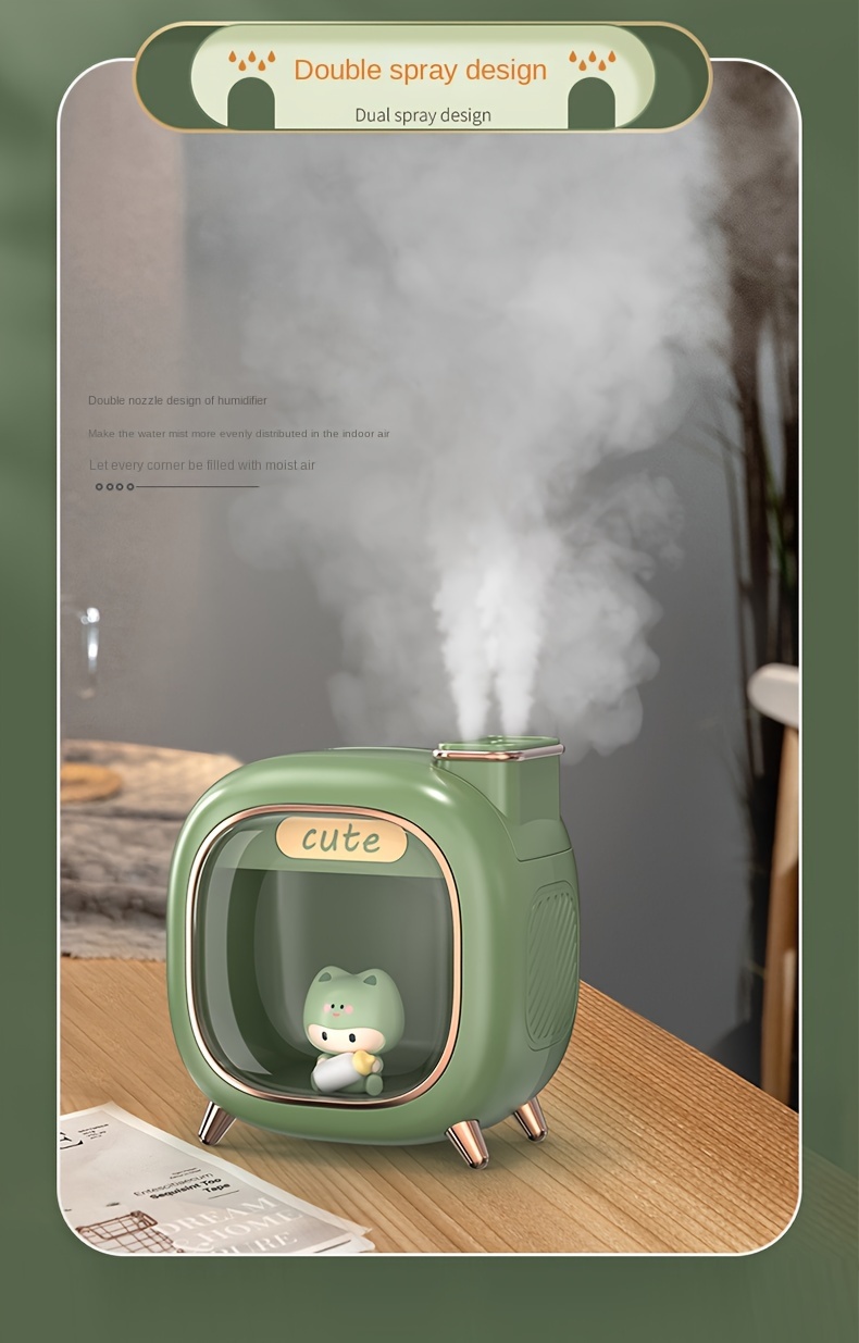 humidifier office desktop creative double spray aromatherapy large mist volume usb charging humidifier for home bedroom mini small appliances details 6