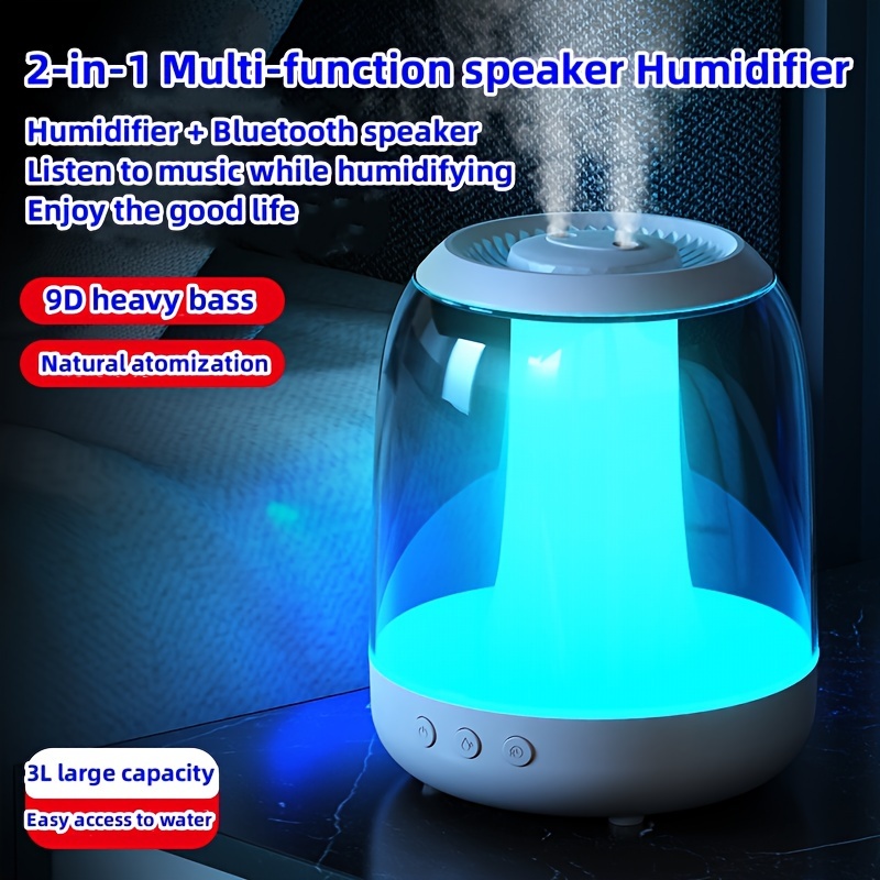 2 in 1 multi function 3l air humidifier living room aroma essential oil diffuser cold mist machine integrated home speaker 9d heavy bass mobile phone multi function bluetooth audio aromatherapist diffuser humidifier details 0