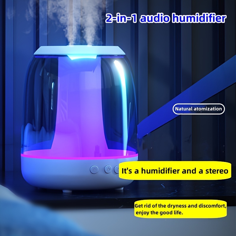 2 in 1 multi function 3l air humidifier living room aroma essential oil diffuser cold mist machine integrated home speaker 9d heavy bass mobile phone multi function bluetooth audio aromatherapist diffuser humidifier details 4